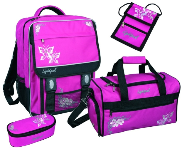 Lightpak Schulranzen Set Girls PINK BUTTERFLY